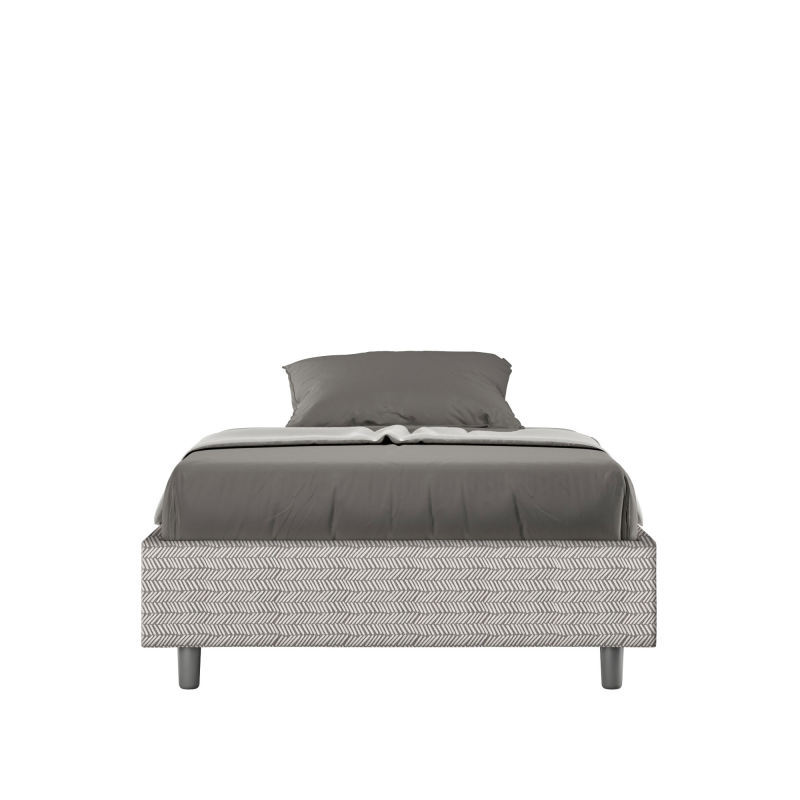 foto del prodotto letto sommier imbottito 1 piazza e mezza 120x200 cm tessuto aragona azelia bianco,senza rete