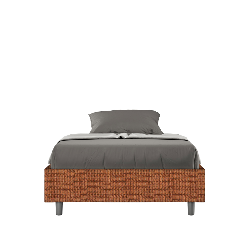 foto del prodotto letto sommier imbottito 1 piazza e mezza 120x200 cm tessuto labirinto azelia - senza rete,arancione