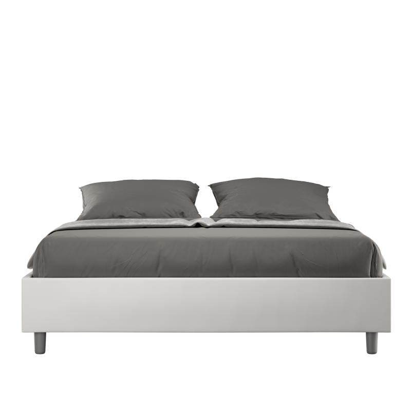 foto del prodotto letto sommier imbottito matrimoniale 160x200 cm azelia bianco,similpelle,contenitore