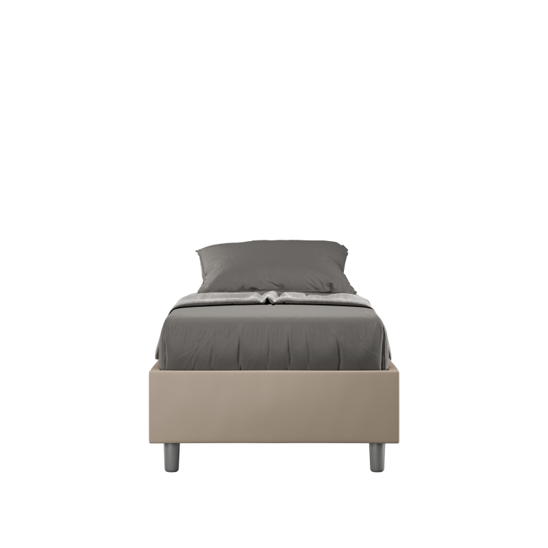 foto del prodotto letto sommier imbottito singolo 80x190 cm azelia similpelle,tortora,contenitore