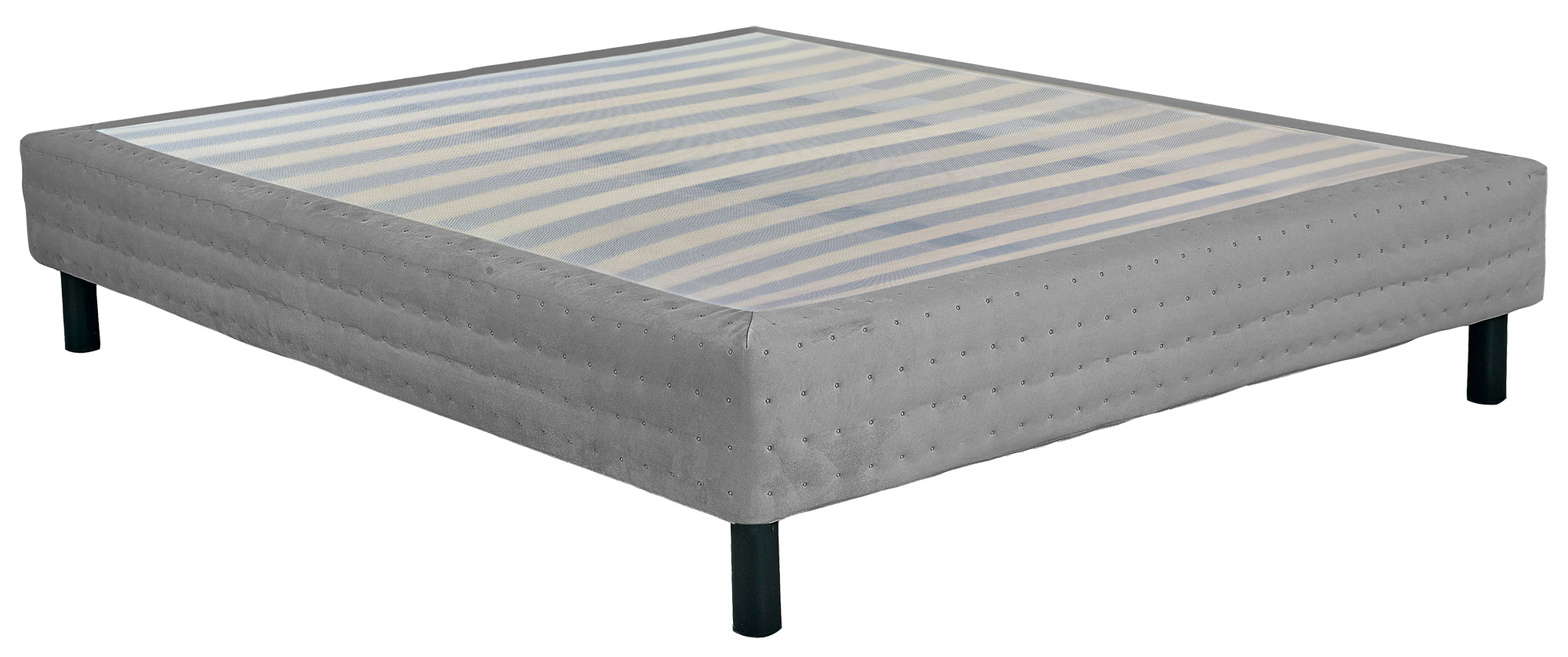 foto del prodotto letto sommier singolo 80x190 cm a rete fissa in legno e simil velluto dormidea grigio