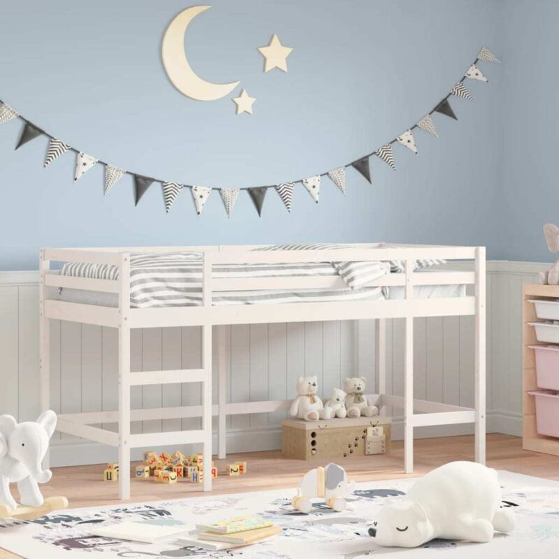 foto del prodotto letto soppalco con scala bambini 90x190 cm legno massello pinocod mxl 84611