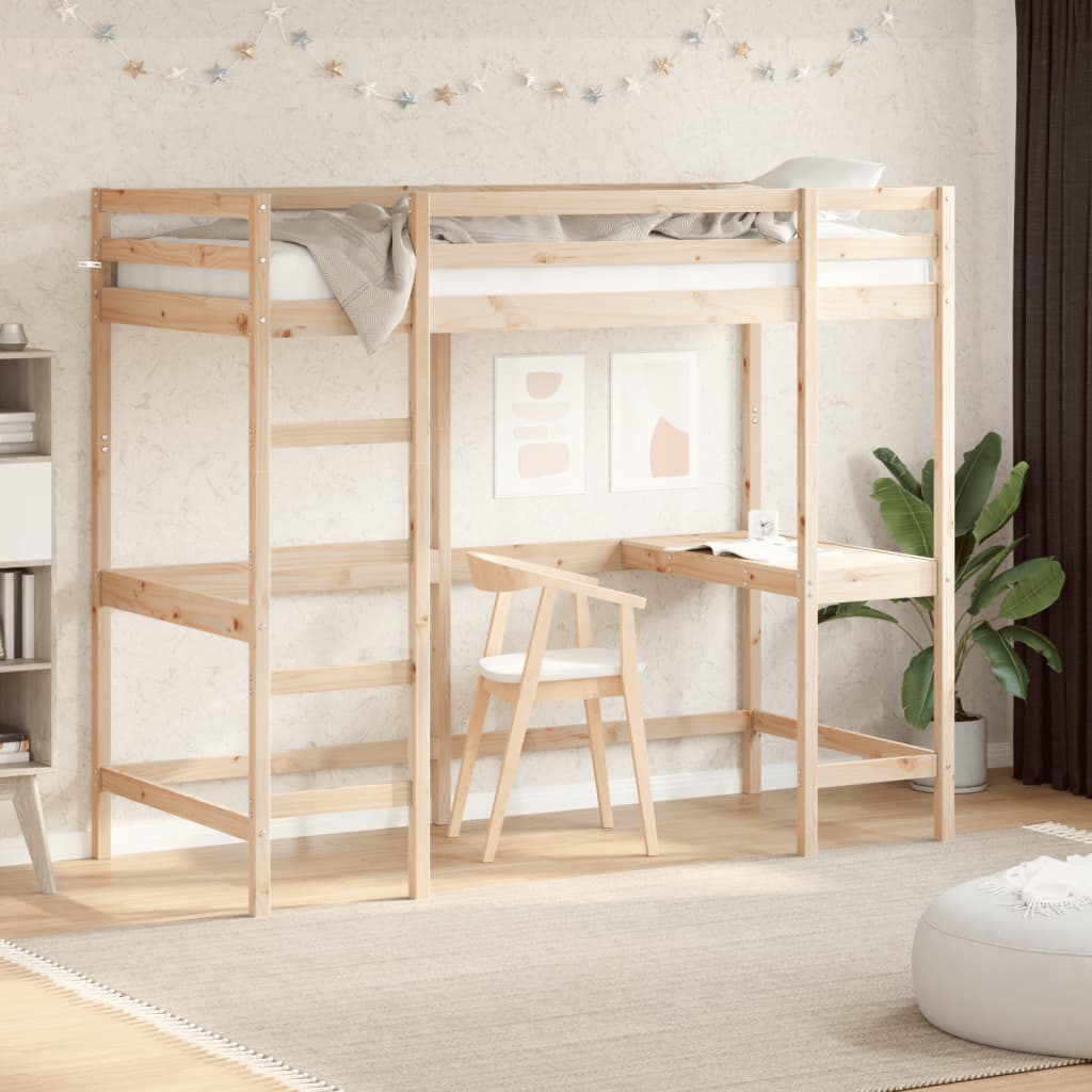 foto del prodotto letto soppalco con scrivania 90x200 cm legno massello pinocod mxl 134855