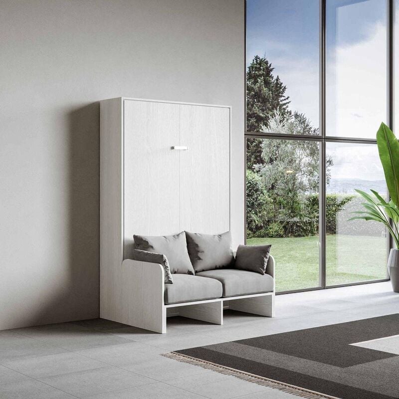 foto del prodotto letto stile francese a scomparsa 140 cm verticale bianco kentaro sofa 