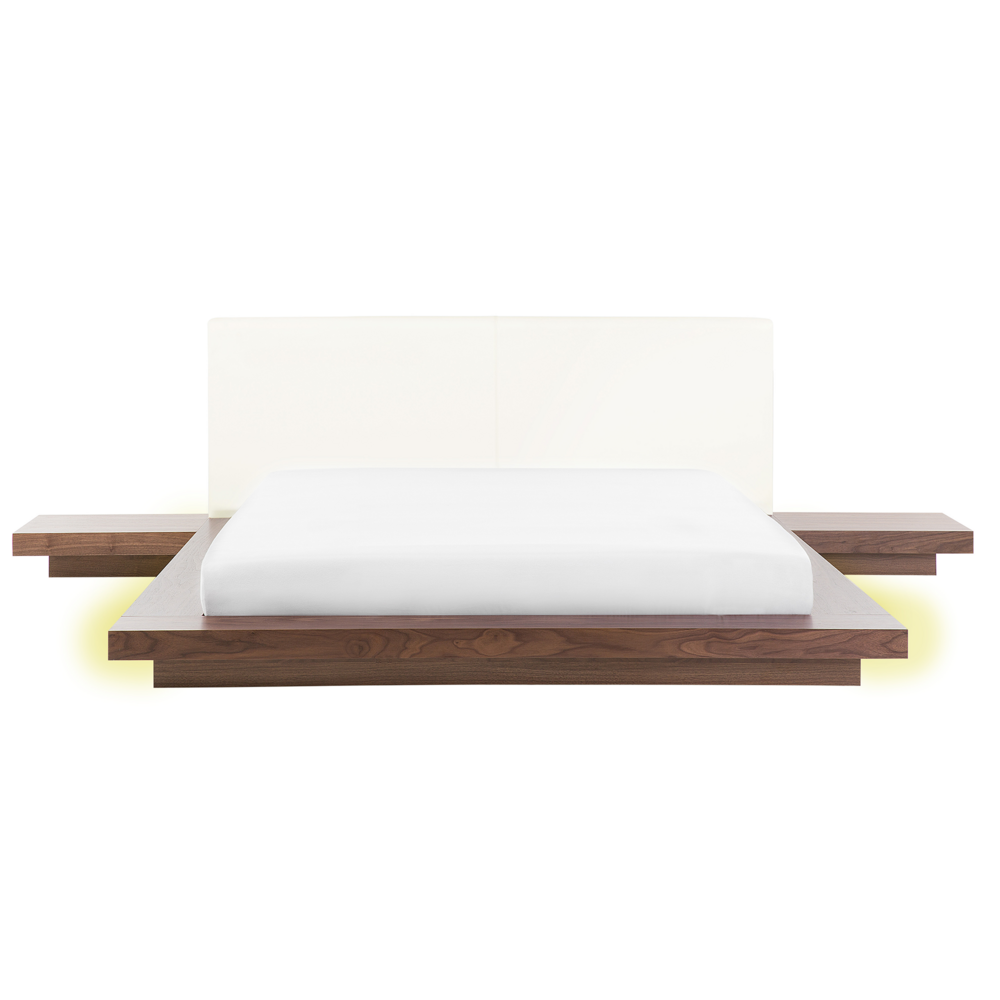 foto del prodotto letto stile giapponese luci led 160 x 200 cm impiallacciatura camera da letto a piattaforma