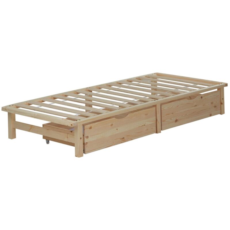 immagine 0 del prodotto letto su pallet in legno massello 90x200 cm con cassetti portaoggetti e rete a doghe lit06218