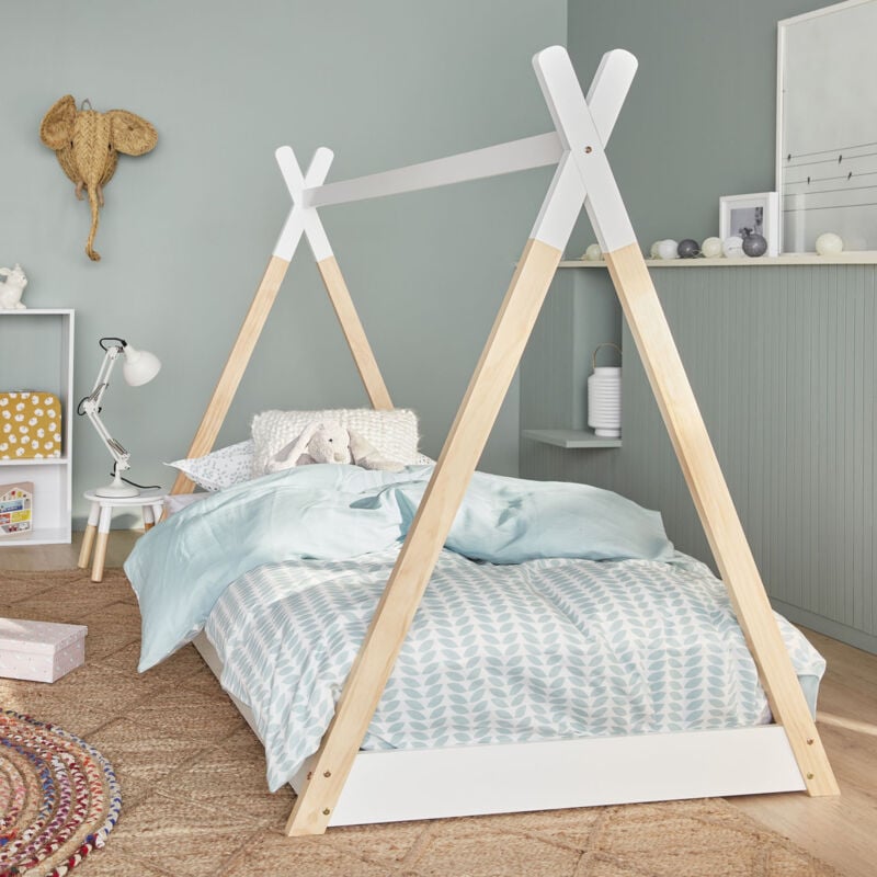 foto del prodotto letto tenda per bambini 190cm pino naturale, base inclusa