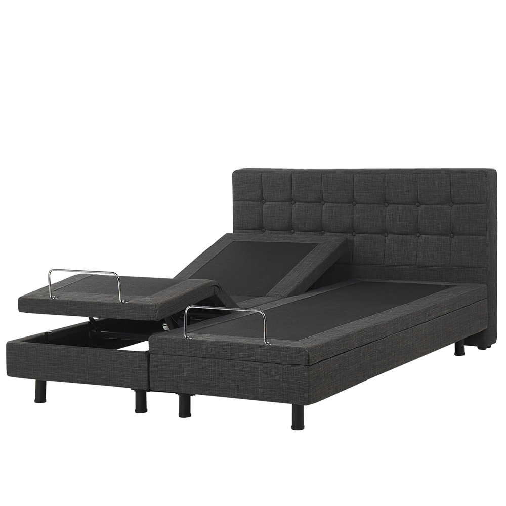 foto del prodotto letto tessuto di colore grigio scuro elettrico regolabile con telecomando 160 x 200 cm matrimoniale moderno