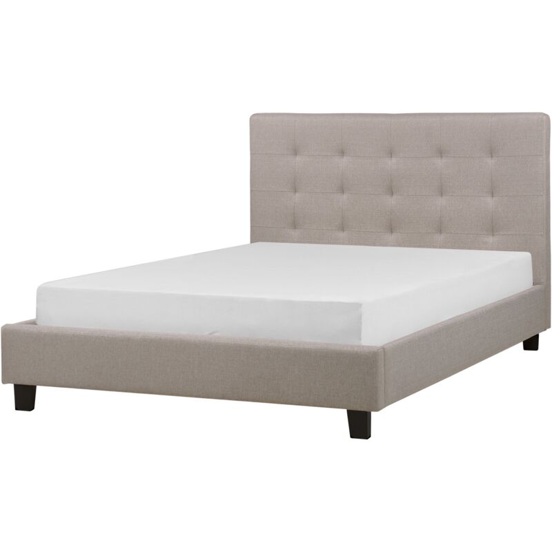 foto del prodotto letto tessuto grigio chiaro con rete a doghe 140 x 200 cm la rochelle