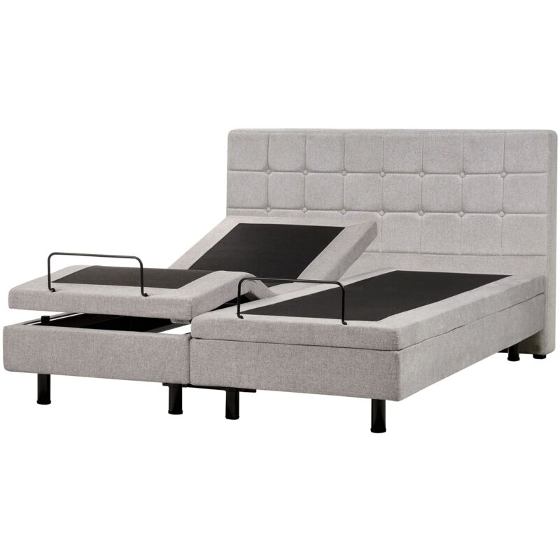 foto del prodotto letto tessuto grigio chiaro elettrico regolabile con telecomando 160 x 200 cm duke