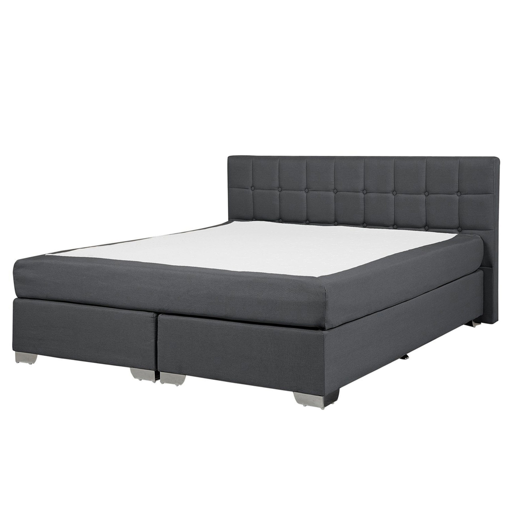 foto del prodotto letto tessuto nero imbottito 160 x 200 cm struttura con testiera trapuntata e materasso