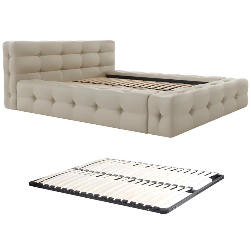 foto del prodotto letto trapuntato 140 x 190 cm tessuto chin beige rete leruco di pascal morabito
