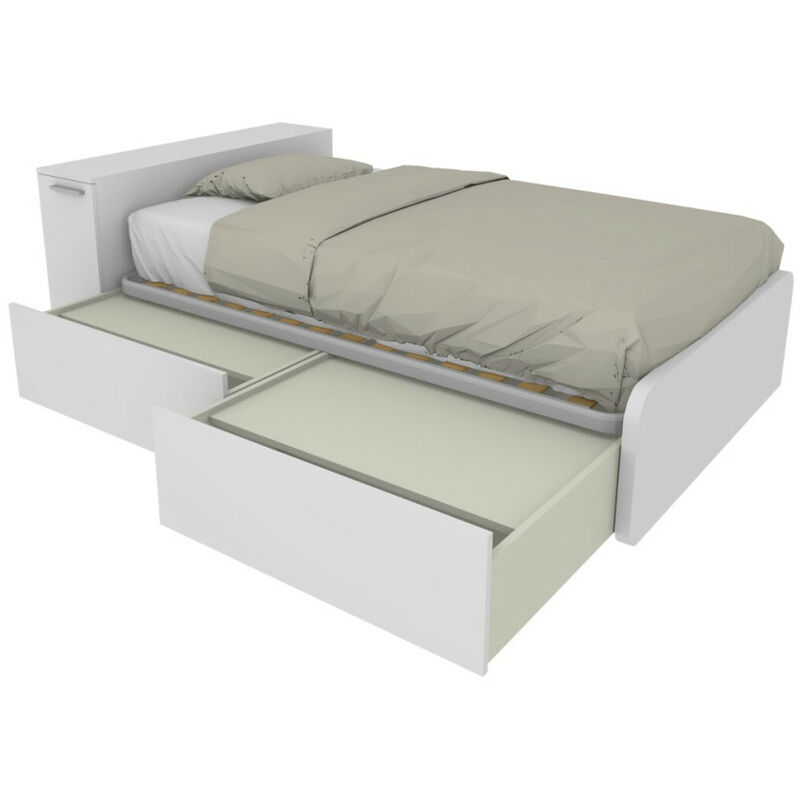 foto del prodotto letto una piazza e mezza 120x190 con contenitore ideale per camerette bianco