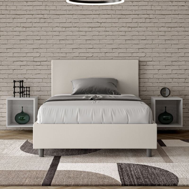 foto del prodotto letto una piazza e mezza con rete imbottito 120x200 similpelle bianco adele