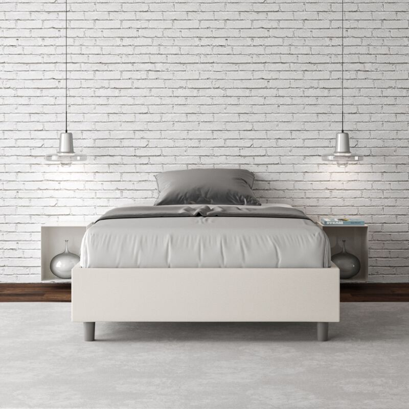 foto del prodotto letto una piazza e mezza con rete imbottito 120x200 similpelle bianco azelia