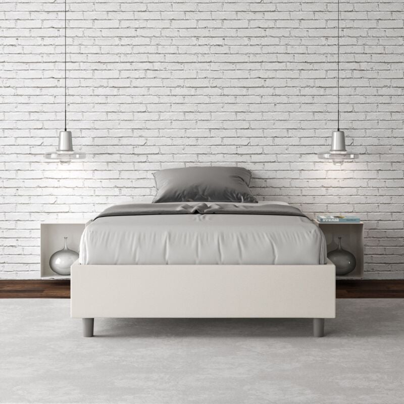 foto del prodotto letto una piazza e mezza contenitore imbottito 120x200 similpelle bianco azelia