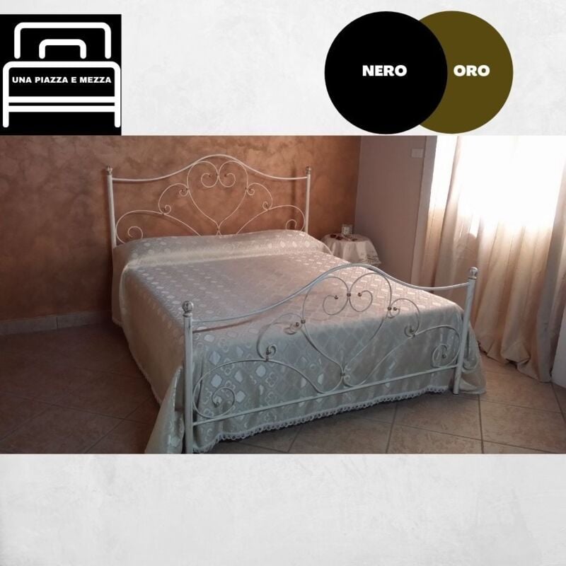 foto del prodotto letto una piazza e mezza ferro battuto papavero colore nero oro