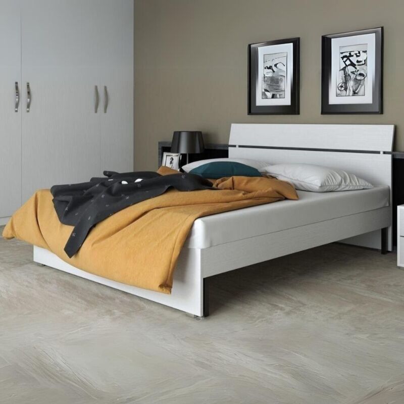 foto del prodotto letto una piazza e mezza in legno colore bianco frassinato