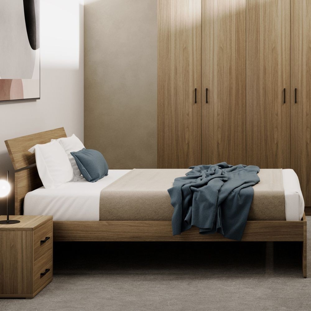 foto del prodotto letto una piazza e mezza in legno colore noce naturale