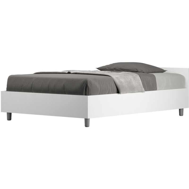 foto del prodotto letto una piazza e mezza nuamo colore bianco frassino dimensione rete 120x190 tipologia letto senza rete