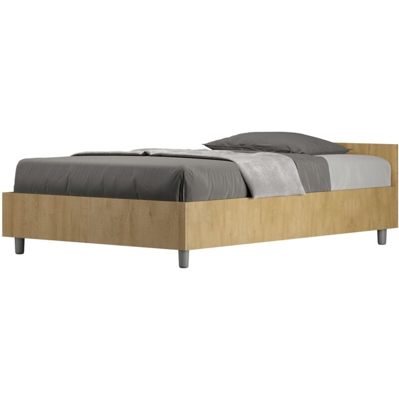 foto del prodotto letto una piazza e mezza nuamo dimensione rete 120x190 tipologia letto senza rete colore quercia natura