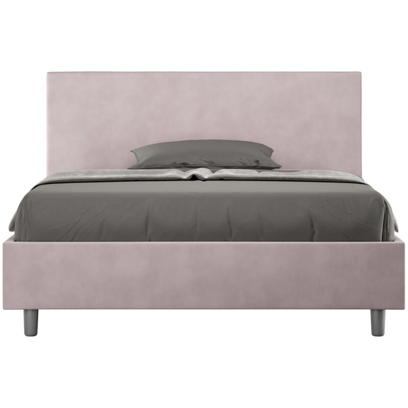 foto del prodotto letto una piazza e mezza rivestito in microfibra adele dimensione rete 130x190 colore glicine tipologia letto senza rete