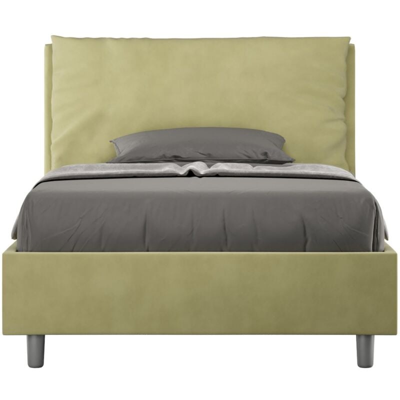 foto del prodotto letto una piazza e mezza rivestito in microfibra antea dimensione rete 130x210 colore verde tipologia letto senza rete