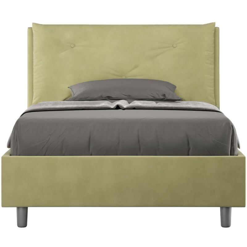 foto del prodotto letto una piazza e mezza rivestito in microfibra appia colore verde dimensione rete 130x190 tipologia letto senza rete