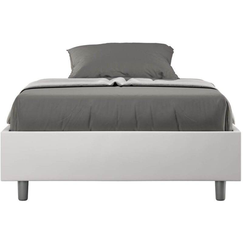 foto del prodotto letto una piazza e mezza rivestito in similpelle azelia tipologia letto con rete colore bianco dimensione rete 120x190