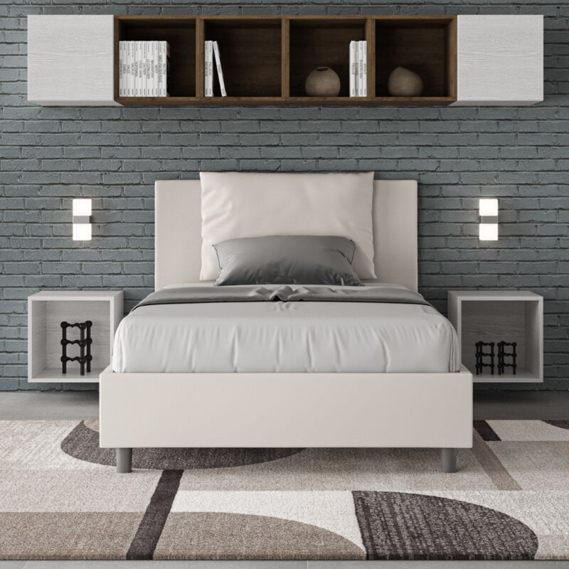 foto del prodotto letto una piazza e mezza senza rete imbottito 120x200 similpelle bianco antea