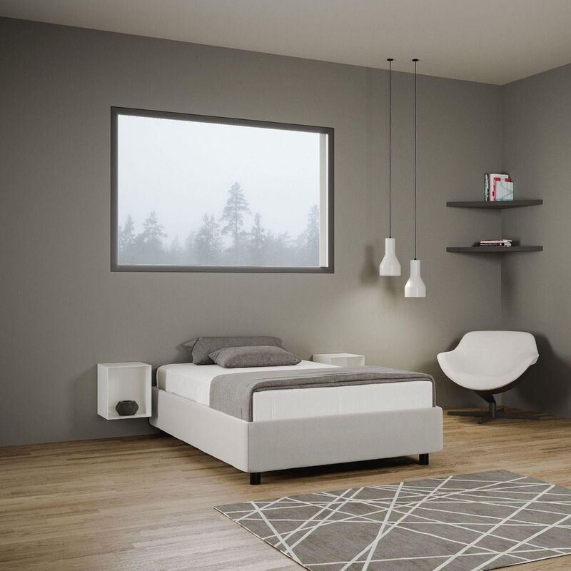 foto del prodotto letto una piazza e mezza sommier azelia bianco senza contenitore con rete a doghe