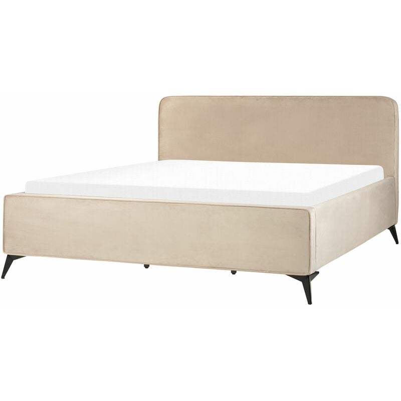 foto del prodotto letto velluto gambe in metallo per camera da letto 180 x 200 cm grigio chiaro valognes