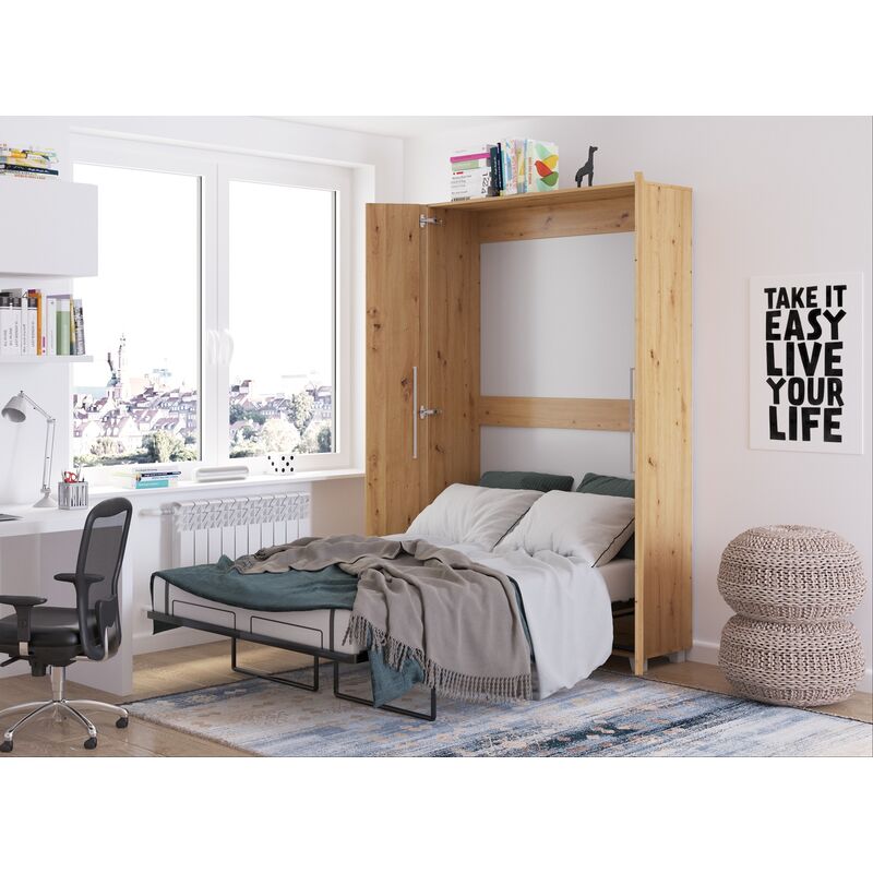foto del prodotto letto verticale a scomparsa teddy 120x200cm in rovere artigianale