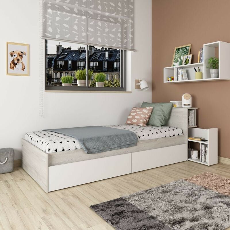 foto del prodotto letto vintage con comodino estraibile 1666 colore bianco