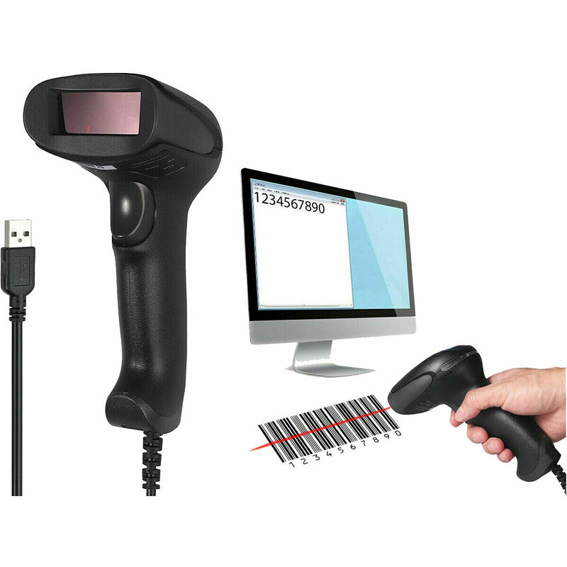 foto del prodotto lettore codice a barre barcode scanner con cavo usb pistola laser q a202