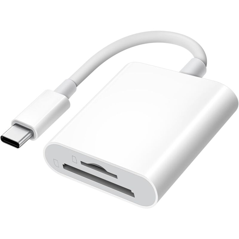 foto del prodotto lettore di schede sd usb c per iphone 15 ipad macbook mac, xdgeload lettore di schede sd usb c type c supporta adattatori per schede di memoria sd e
