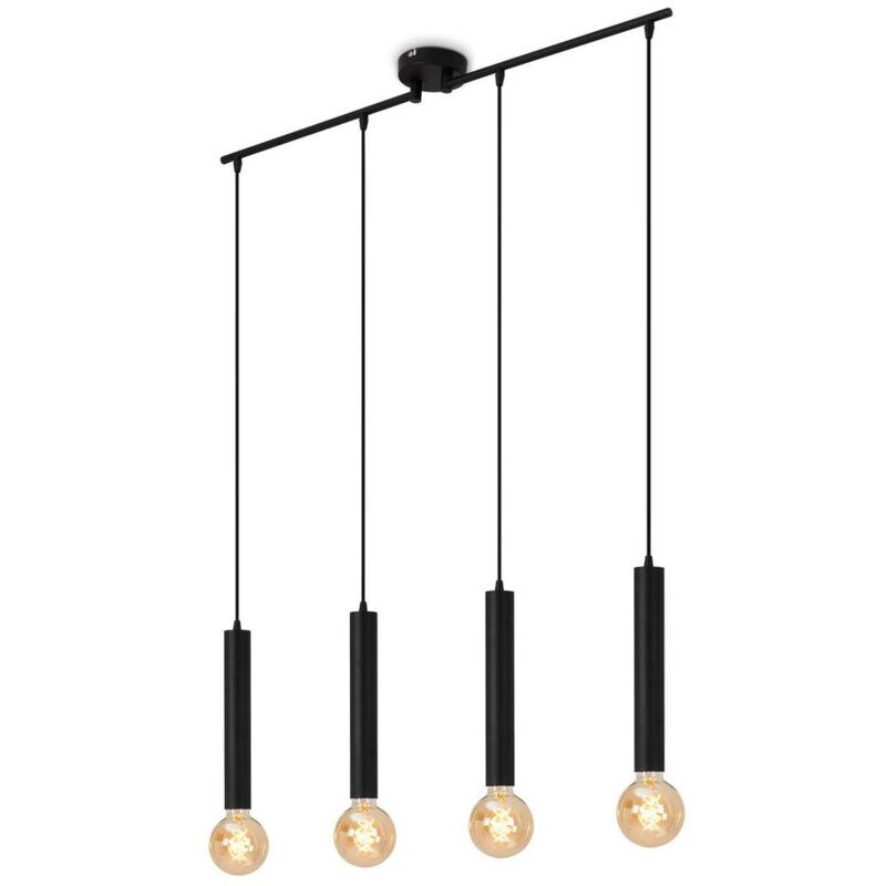 foto del prodotto leuchten longa lampade a sospensione 4031045 acciaio nero 4 luci attacco e27 max. 60 watt 85 x 10 x 110 cm briloner