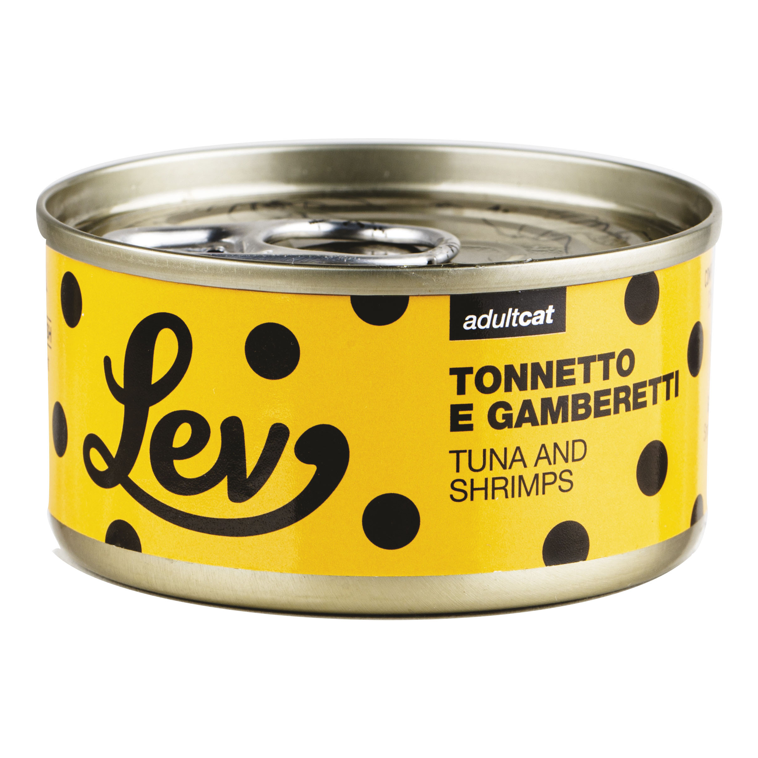 foto del prodotto lev gatto lattina in acqua di cottura adulto tonnetto amp gamberetti 70 gr