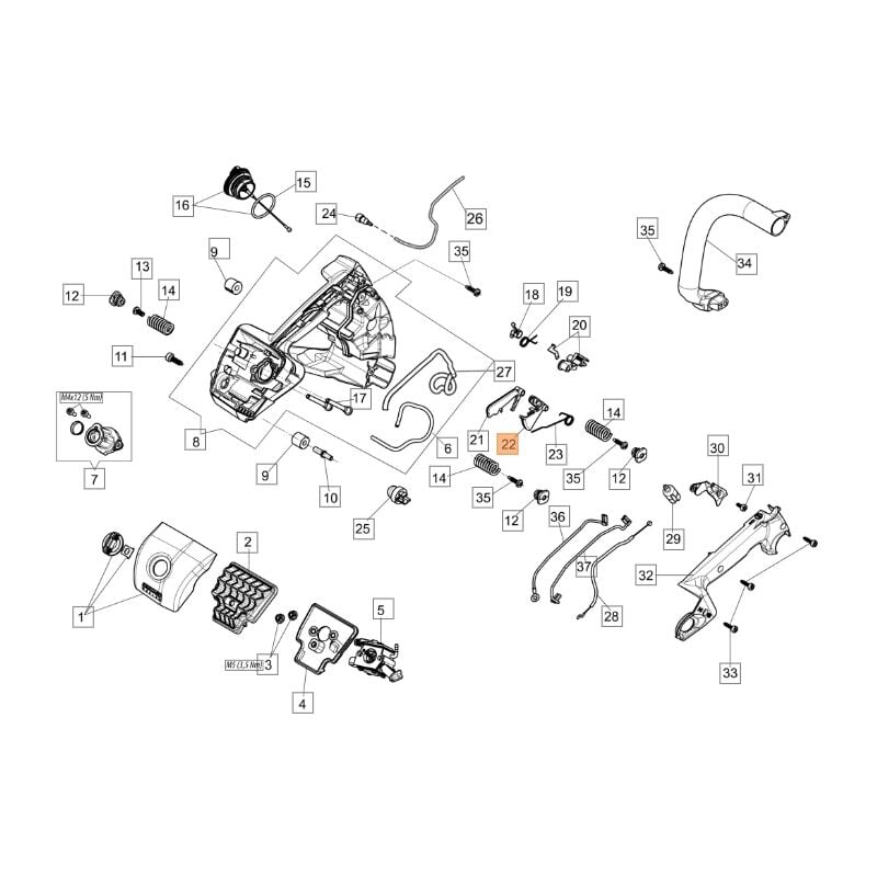 foto del prodotto leva acceleratore originale oleomac per motosega gst 250 gst 360 50270045r