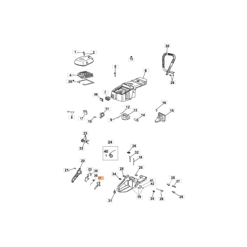 foto del prodotto leva fermo motosega modelli gs630 originale oleomac 50200040r 50200040