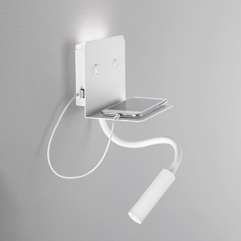 foto del prodotto level applique led 3000k in metallo verniciato bianco diffusore satinato braccio flessibile