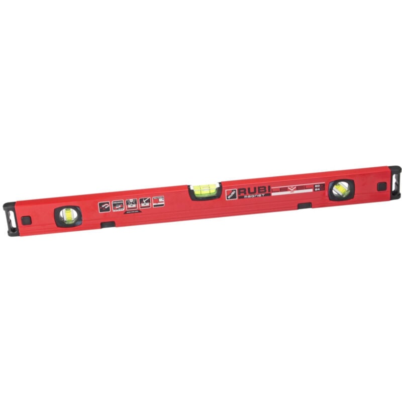 foto del prodotto level magnet livelle in alluminio a terra da 60 cm con tre bolle di livello rubi