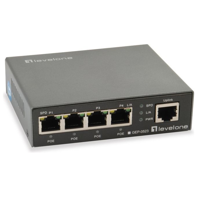 foto del prodotto levelone gep-0523 switch di rete gigabit ethernet 10-100-1000 nero supporto power over ethernet