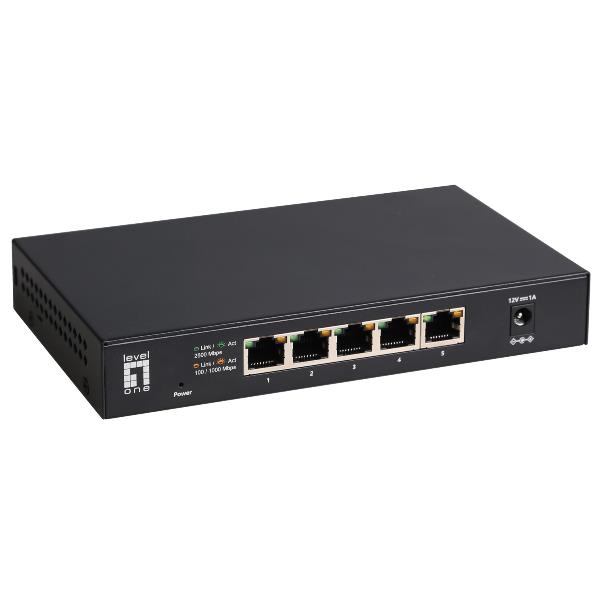 foto del prodotto levelone geu 0525 switch di rete non gestito 2.5g ethernet 100 1000 2500 nero