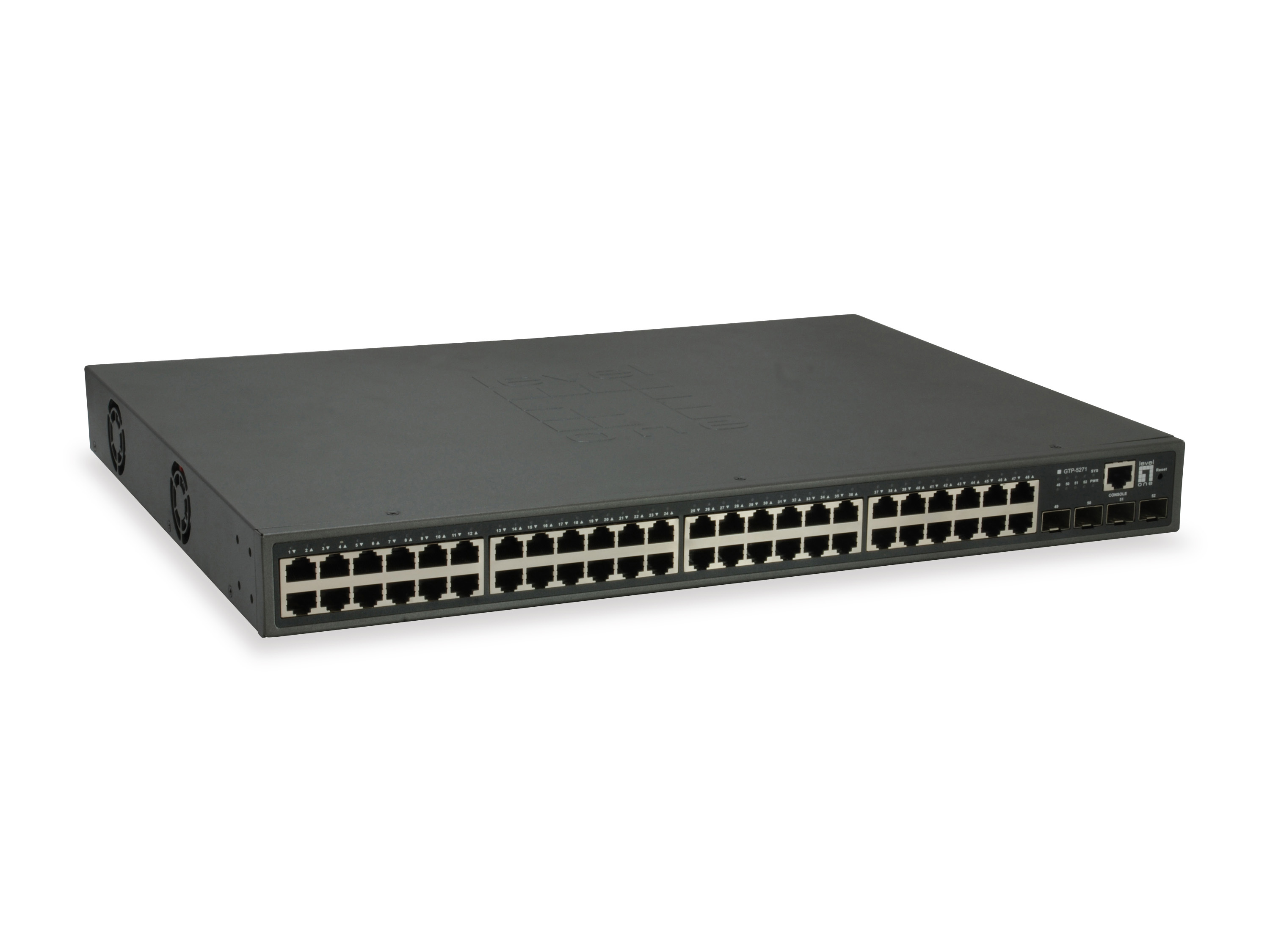 foto del prodotto levelone gtp 5271 switch di rete gestito l3 gigabit ethernet 10 100 1000 supporto power over ethernet poe grigio