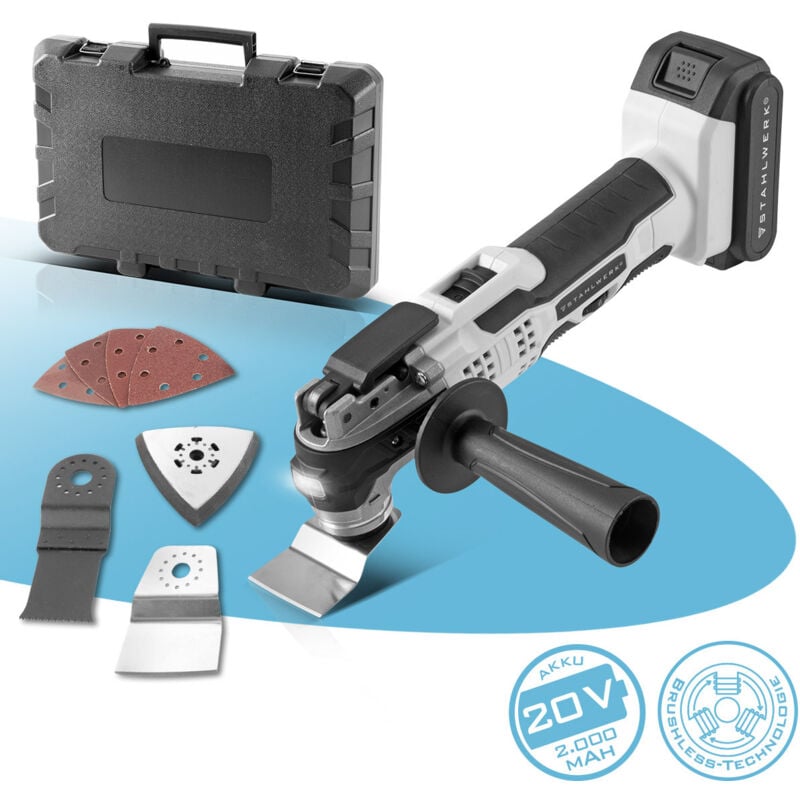 foto del prodotto levigatrice a delta oscillante a batteria 900 w omt 20 st multiutensile senza spazzole stahlwerk