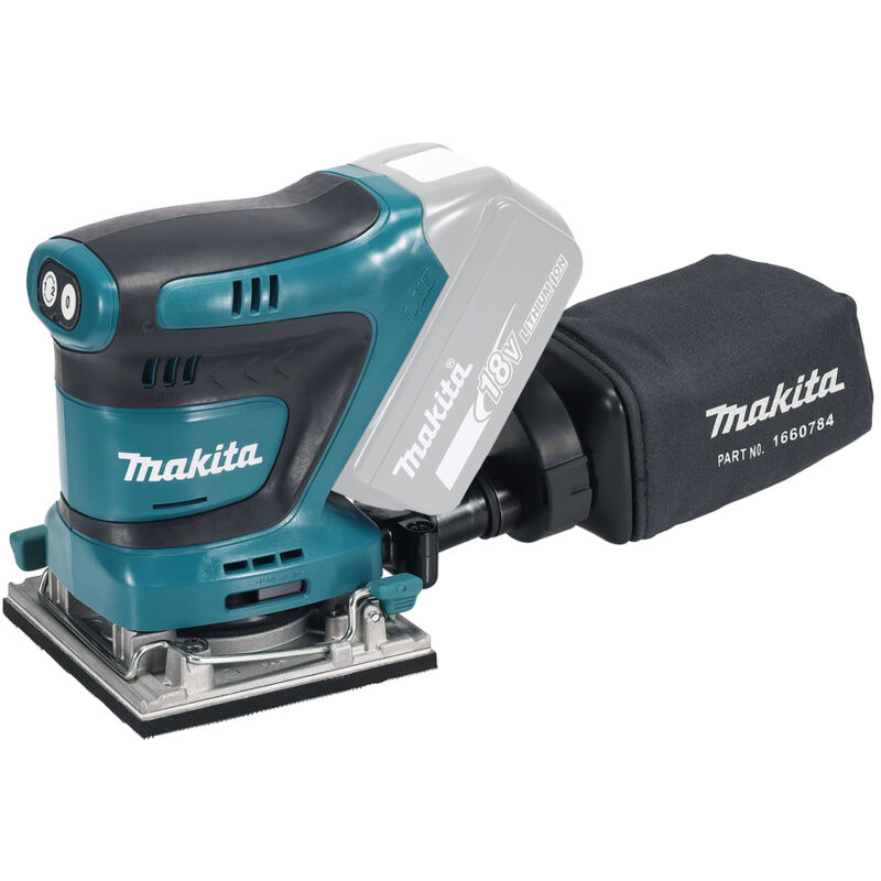 foto del prodotto levigatrice orbitale a batteria makita dbo484z, 18v senza batteria e caricabatterie nella confezione