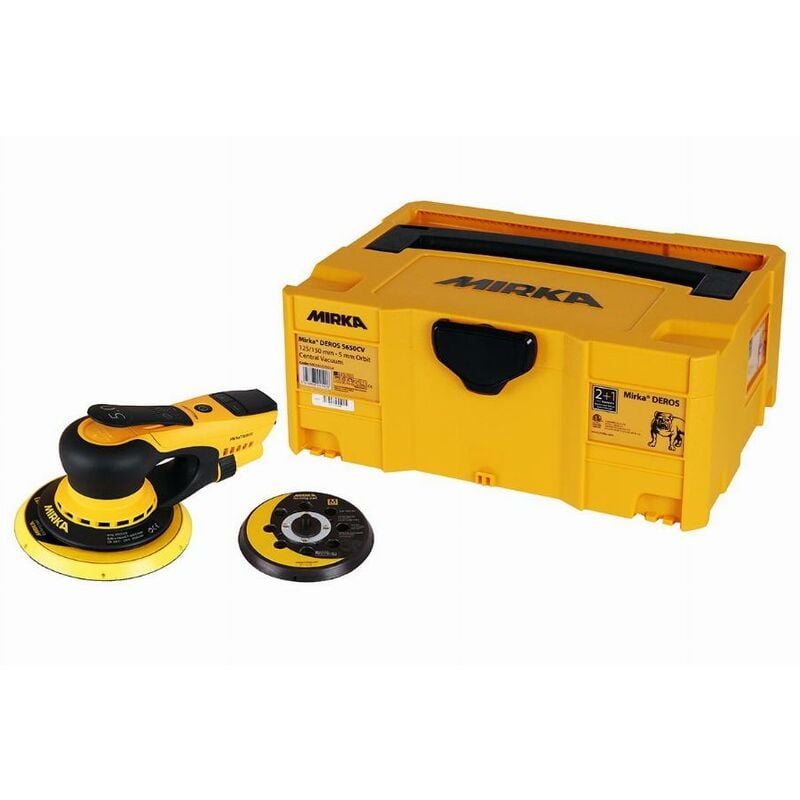 foto del prodotto levigatrice rotorbitale 220v 5650cv deros mirka 125 150 mm in scatola di trasporto mid5650202ca