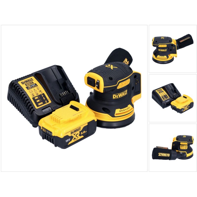 foto del prodotto levigatrice rotorbitale a batteria dewalt dcw 210 p1 18 v 125 mm brushless 1x batteria ricaricabile 5,0 ah caricatore