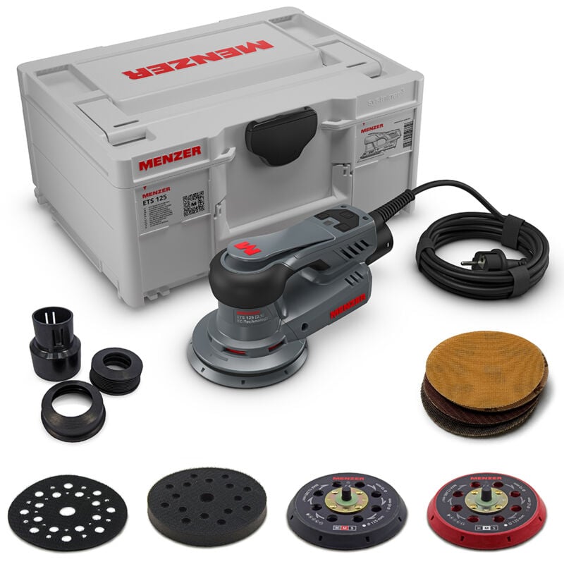 foto del prodotto levigatrice rotorbitale ets 125 2.5 levigatura fine e lucidatura incl. systainer , 3 platorelli, protezione per platorello multi foro, interface